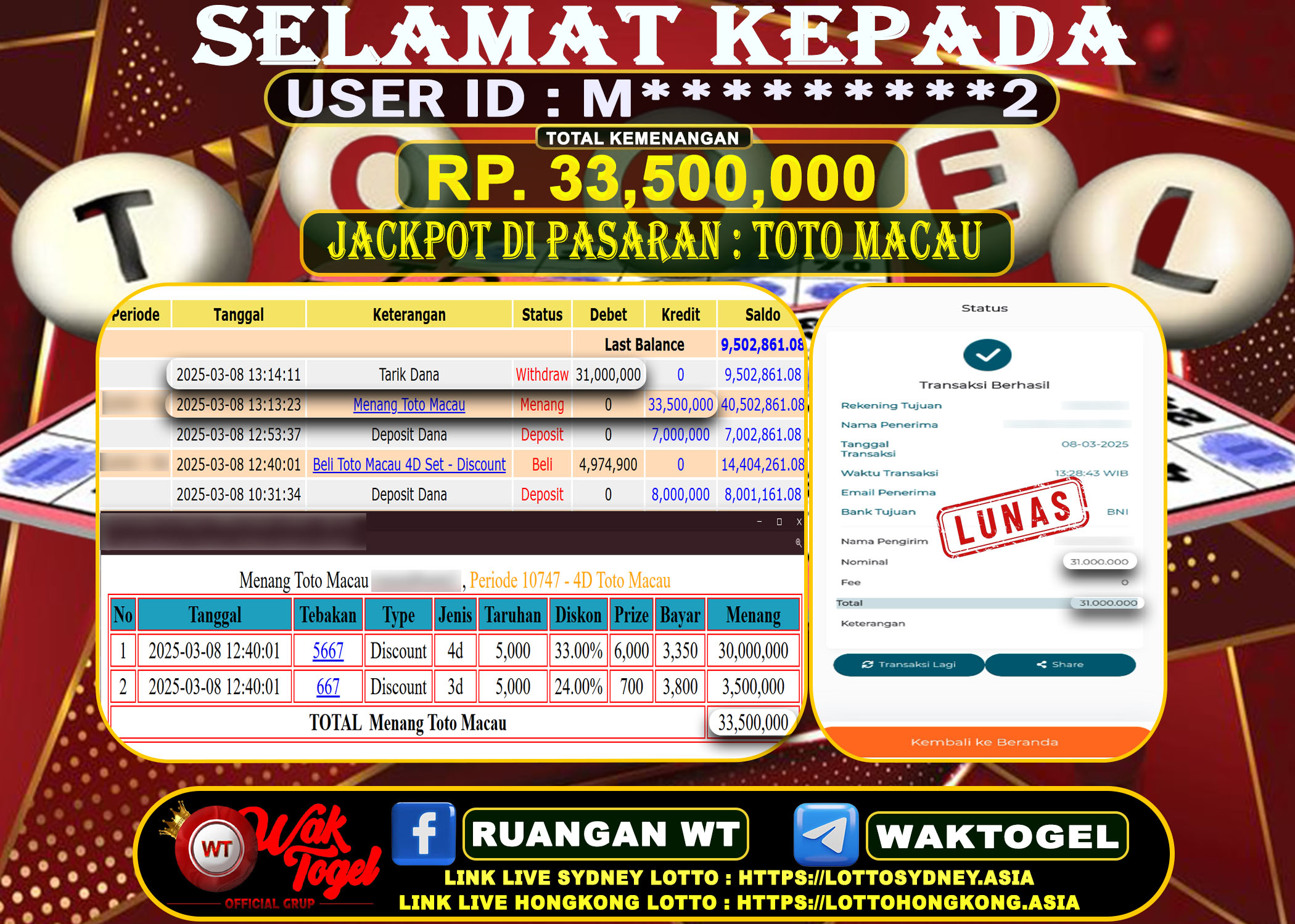 BUKTI PEMBAYARAN TOTO MACAU WAKTOGEL