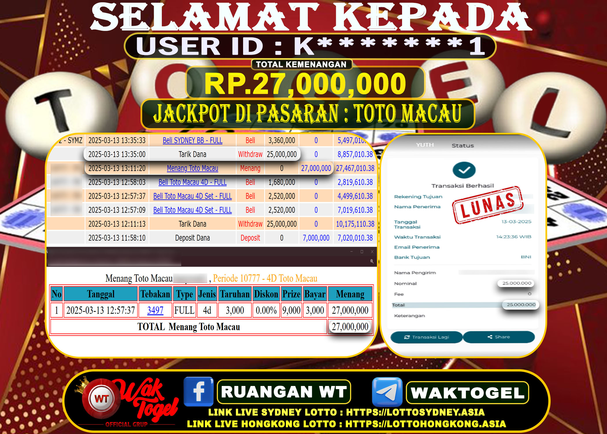 BUKTI PEMBAYARAN TOTO MACAU WAKTOGEL