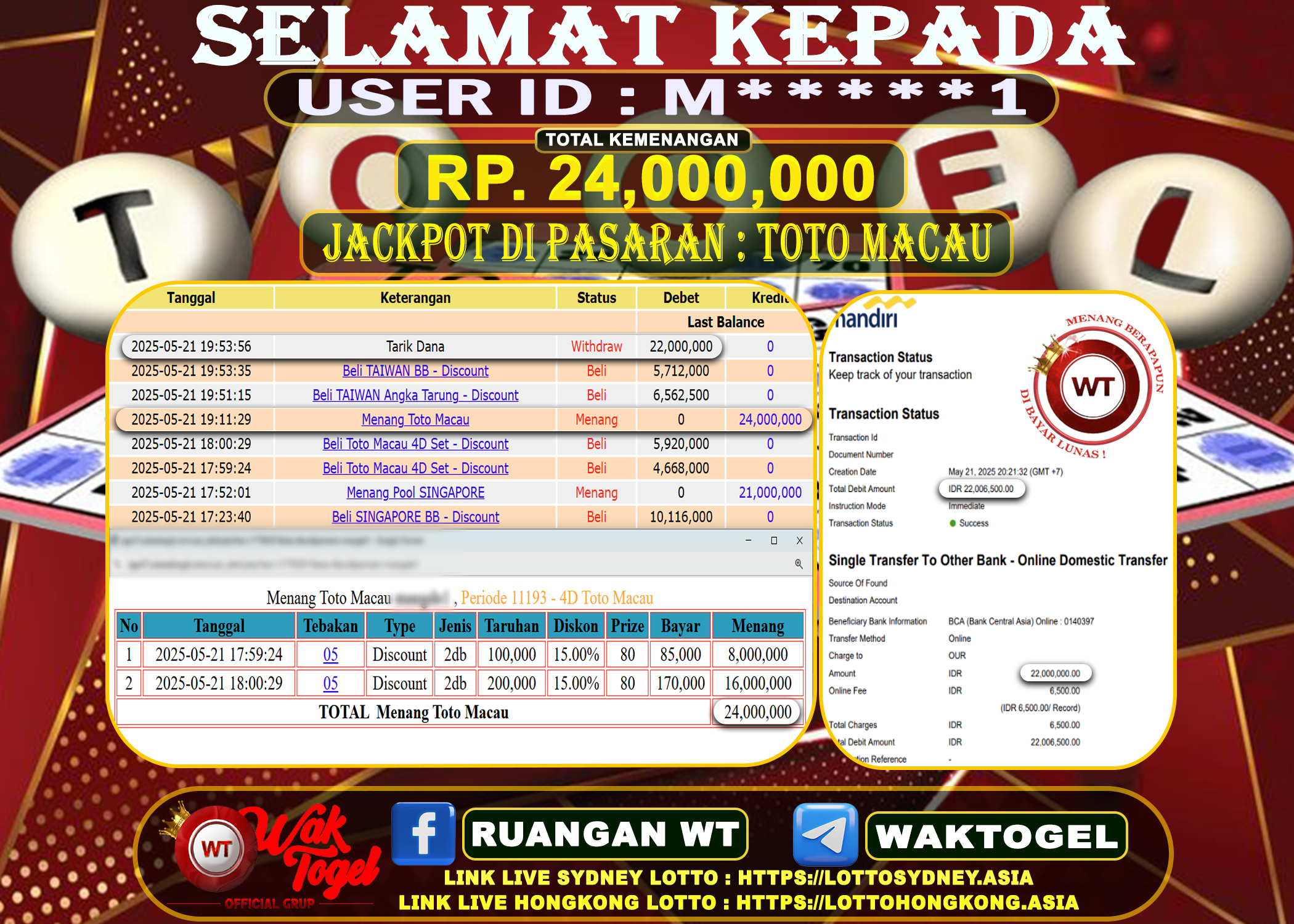 BUKTI PEMBAYARAN TOTO MACAU WAKTOGEL