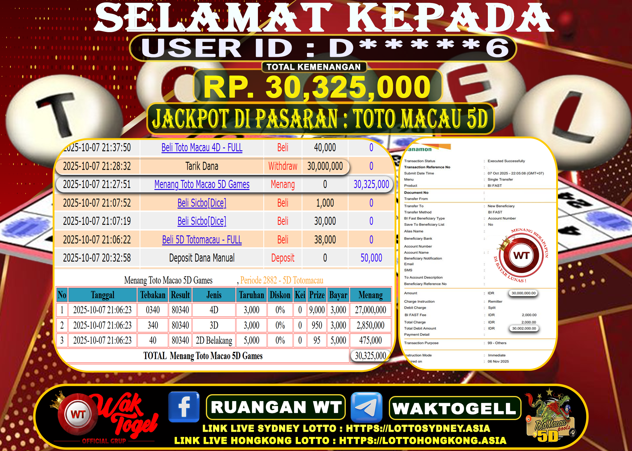 BUKTI PEMBAYARAN TOTO MACAU 5D WAKTOGEL